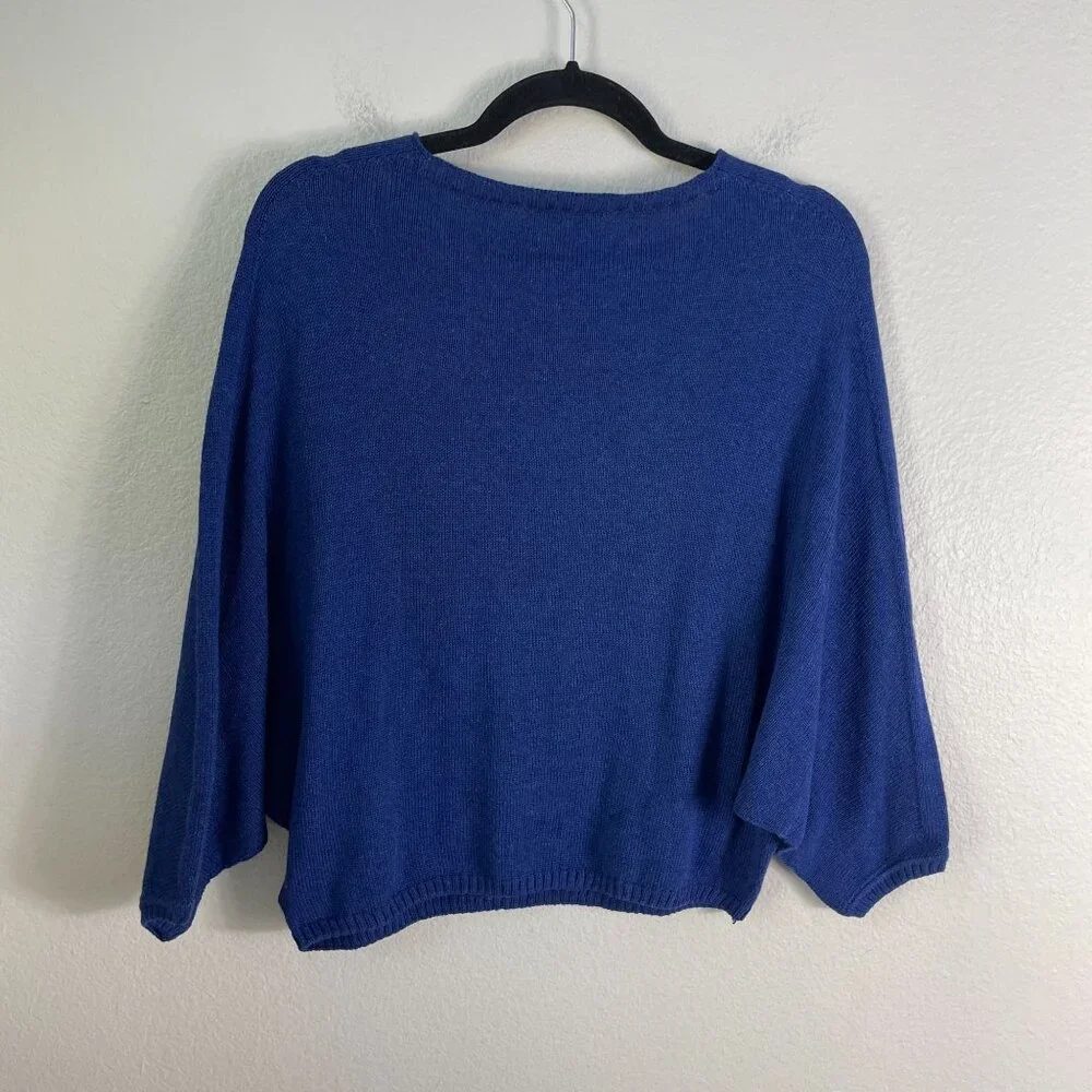Cop.Copine Womens Medium Bishop Pullover Blue Sweater Dolman Sleeve Square Neck‎ - Picture 10 of 12